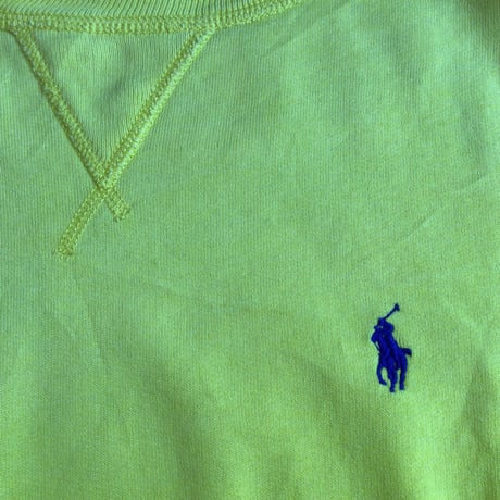 【POLO RALPH LAUREN】 ポロ ラルフローレン ワンポイント刺繍 前V スウェット イエロー 黄色 ポニー刺繍