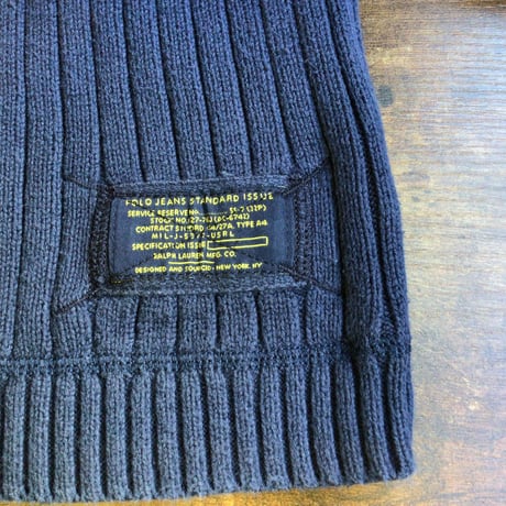 【POLO JEANS COMPANY】 ポロジーンズカンパニー ラルフローレン リブ編み コットンニット セーター ネイビー L