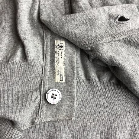 【RUGBY RALPH LAUREN】 ラグビー ラルフローレン 袖ライン ニット カーディガン S グレー コットン アメカジ 古着
