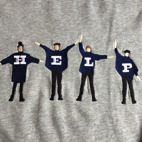 【SHIPS JET BLUE×THE BEATLES】ビートルズ HELP 刺繍 スウェットトレーナー L グレー シップス コラボ 2017 アメカジ 古着