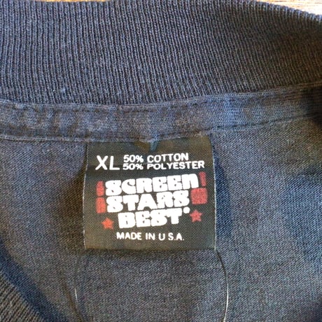 90sUSA製 【SCREEN STARS】 スクリーンスターズ 半袖 Tシャツ GHOSTRIDERS スカル バックプリント ネイビー XL