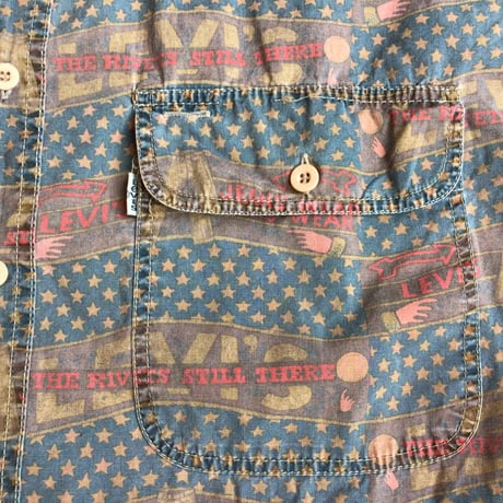 【Levi's】 リーバイス 総柄 長袖 シャツ 星条旗 アメリカ柄 スリランカ製 L