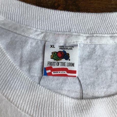 USA製 90s 【FRUIT OF THE LOOM】 カレッジ パロディ プリント Tシャツ ホワイト ビンテージ XL