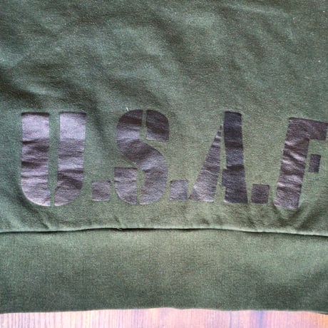 【UTILITY MILITARY】 U.S. AIR FORCE ジップアップ スウェットジャケットカーキ M サーマル裏地 USAF