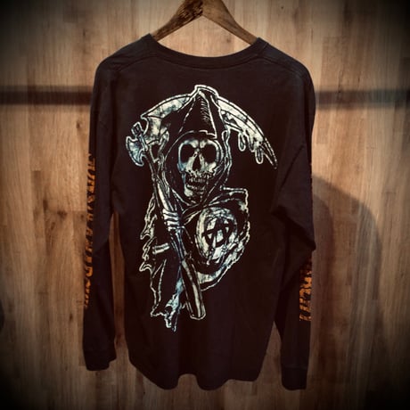 【SONS OF ANARCHY】 サンズオブアナキー 長袖プリントTシャツ XL スカル 死神 ロンT ブラック