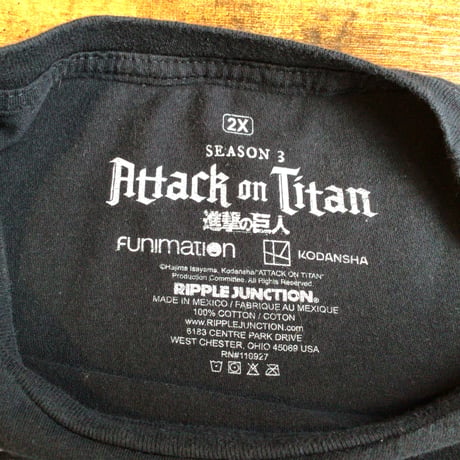 【進撃の巨人】 リヴァイ兵長 プリント アニメTシャツ SEASON 3 ブラック 2XL オーバーサイズ