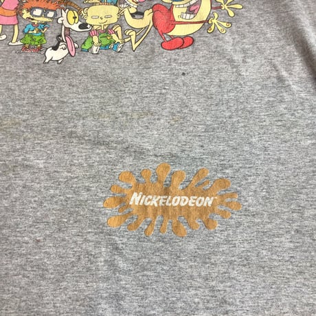 【nickelodeon】 ニコロデオン アニメキャラクター大集合 バックプリント Tシャツ 霜降りグレー ホンジュラス製 L