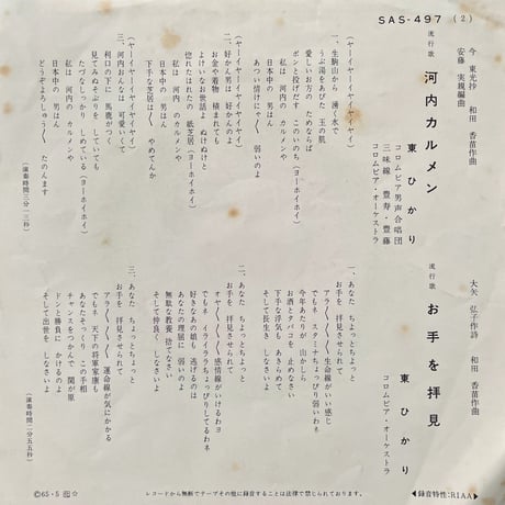 東ひかり / 河内カルメン