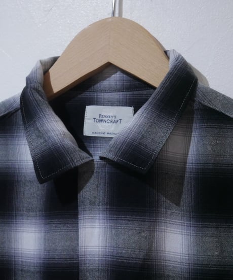 タウンクラフト【TOWNCRAFT】 60S OMBRE LOOP COLLAR L/S SHIRT　ブラック