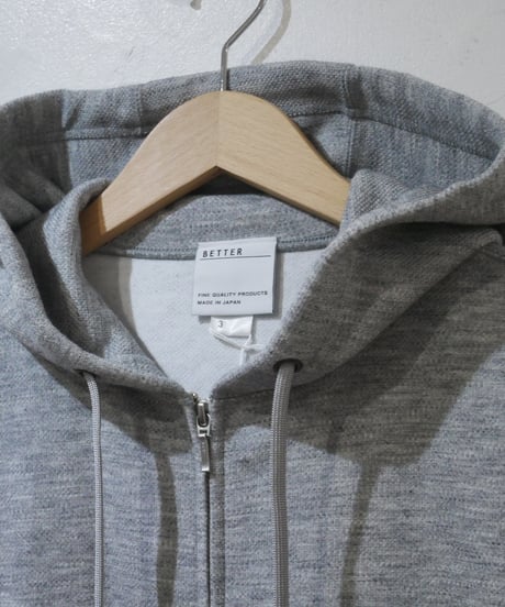 ベター【BETTER】BRISTER JACQUARD ZIP HOODY　トップグレー