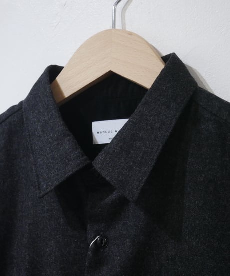 マニュアルアルファベット【manualalphabet】WOOL R/C SHIRTS　チャコール