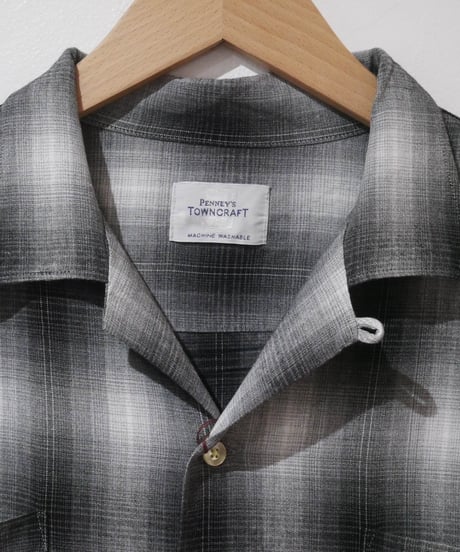 タウンクラフト【TOWNCRAFT】 60S OMBRE LOOP COLLAR S/S SHIRT　グレー