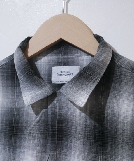 タウンクラフト【TOWNCRAFT】 60S OMBRE LOOP COLLAR L/S SHIRT　グレー