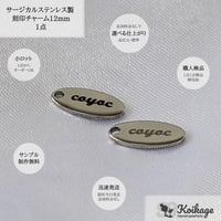 片面99円【名入れ無料】サージカルステンレス製 刻印チャーム│オーバル│シルバー│12mm│オリジナルロゴプレート ブランドネームタグ フラット メタル 楕円形│両面刻印 一律価格199円