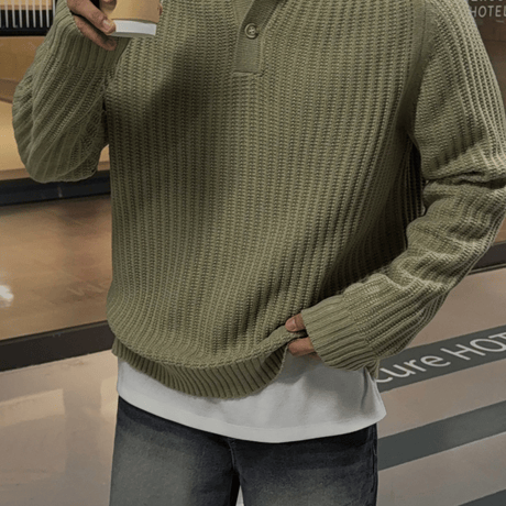 minimal polo knit pullover /2color　VM1448