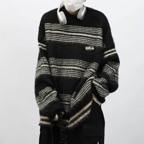 stripe mohair knit sweater /2color　VM1417