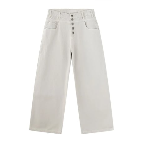 button fly wide denim pants /4color　VM1432