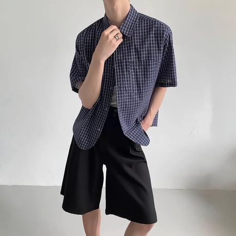 loose check seersucker shirt /2color　VM1197