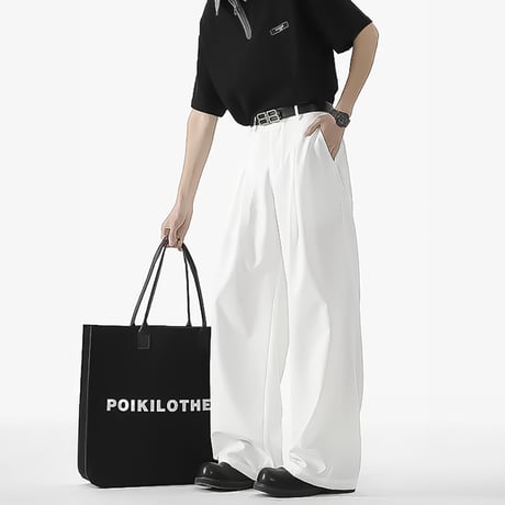 minimal tucked wide slacks /2color　VM1180