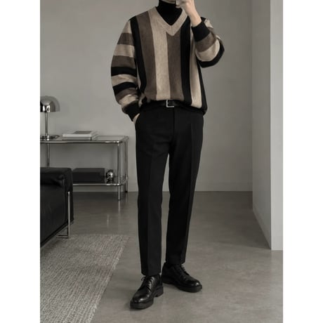 mode stripe v-neck sweater　VG1017