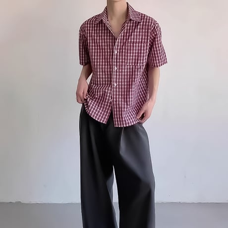 retro check loose shirt /2color　VM1198