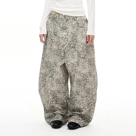 leopard wide curve pants　VM1421