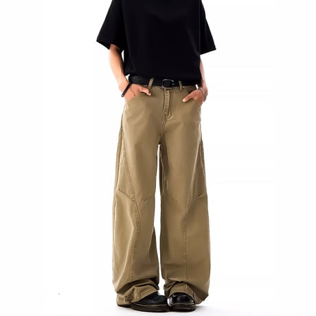 seam curved wide denim pants　VM1186