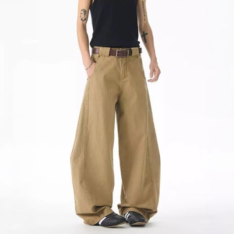 seam line curved wide pants　VM1184