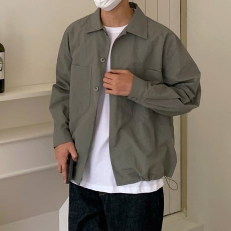 minimal hem drawstring shirt /2color　VM1393