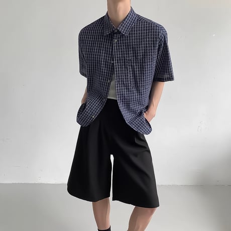 loose check seersucker shirt /2color　VM1197
