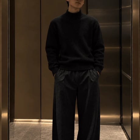 minimal mock neck ribbed knit /3color　VG1259