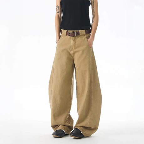 seam line curved wide pants　VM1184