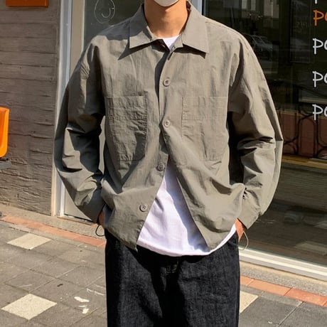 minimal hem drawstring shirt /2color　VM1393