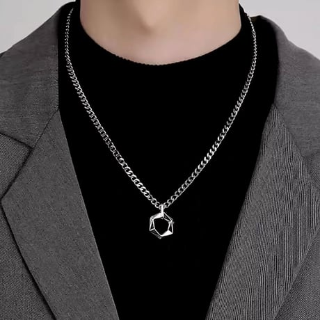 minimal hexagon chain necklace　VM1128