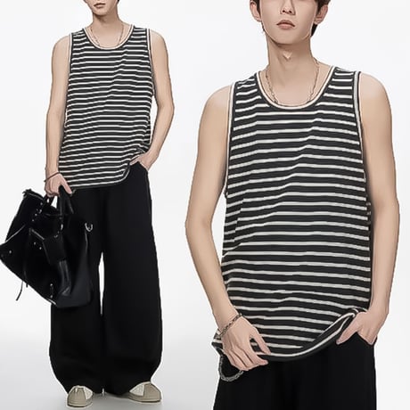 relaxed striped knit tank /2color　VM1189