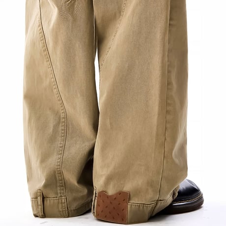 seam curved wide denim pants　VM1186