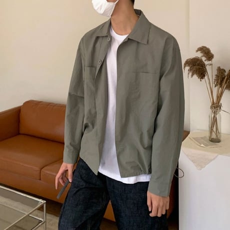 minimal hem drawstring shirt /2color　VM1393