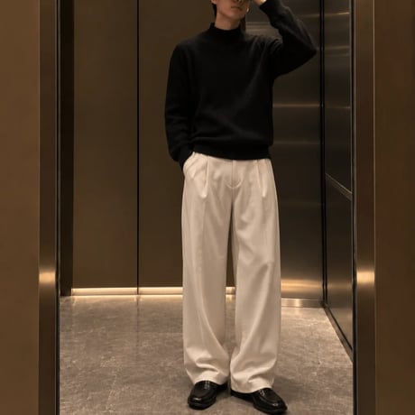 minimal mock neck ribbed knit /3color　VG1259