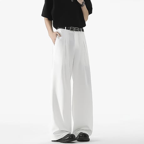 minimal tucked wide slacks /2color　VM1180