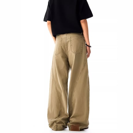 seam curved wide denim pants　VM1186