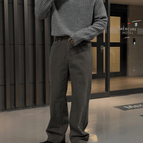minimal polo knit pullover /2color　VM1448