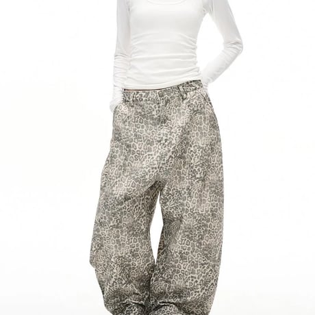 leopard wide curve pants　VM1421
