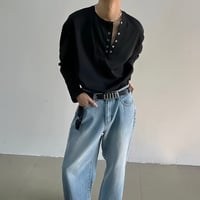 asymmetry snap drape L/S tee /2color　VM1194