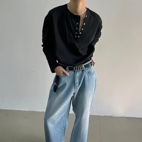 asymmetry snap drape L/S tee /2color　VM1194