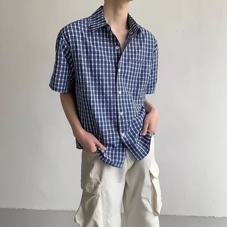 retro check loose shirt /2color　VM1198