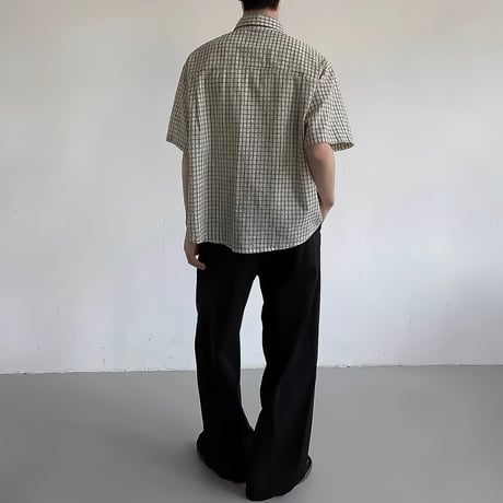 loose check seersucker shirt /2color　VM1197