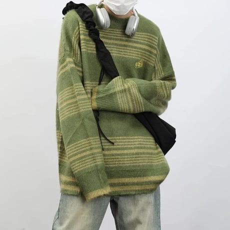 stripe mohair knit sweater /2color　VM1417