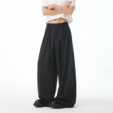 loose ribbon wide slacks /2color　VM1181