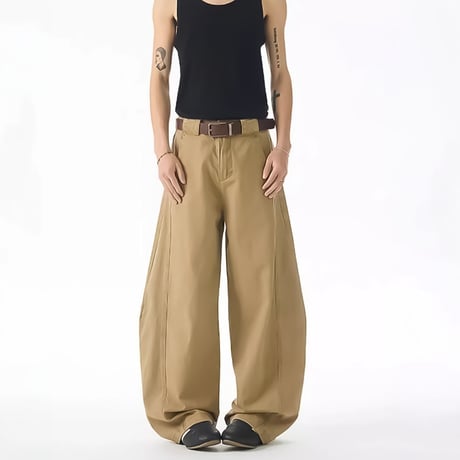 seam line curved wide pants　VM1184