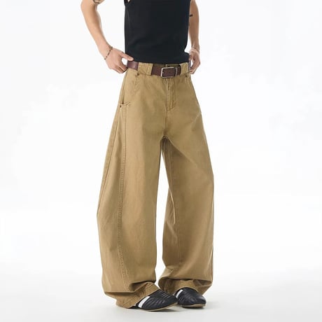 seam line curved wide pants　VM1184